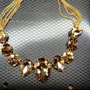 Necklace Goldstone bling. Statement piece Champagn